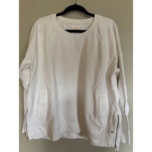 Lilly Pulitzer Luxletic White Side-Zip Pocket Sweatshirt Pullover Popover XXL